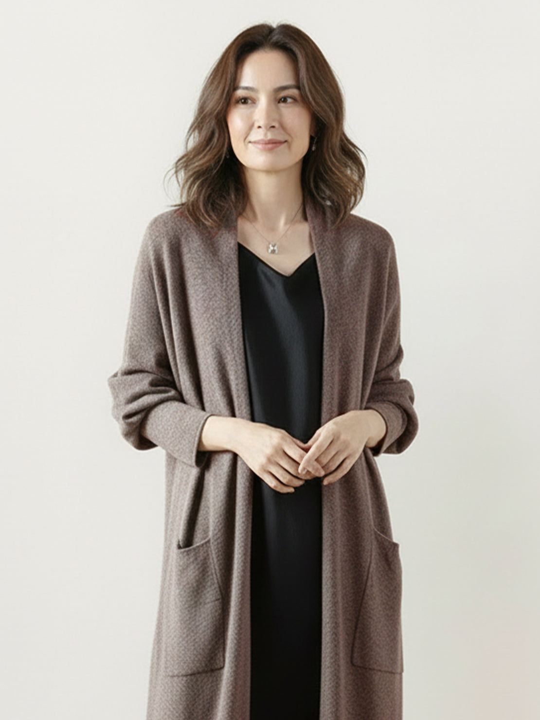 Women's Relaxed Fit Long Open-Front Knit Cardigan