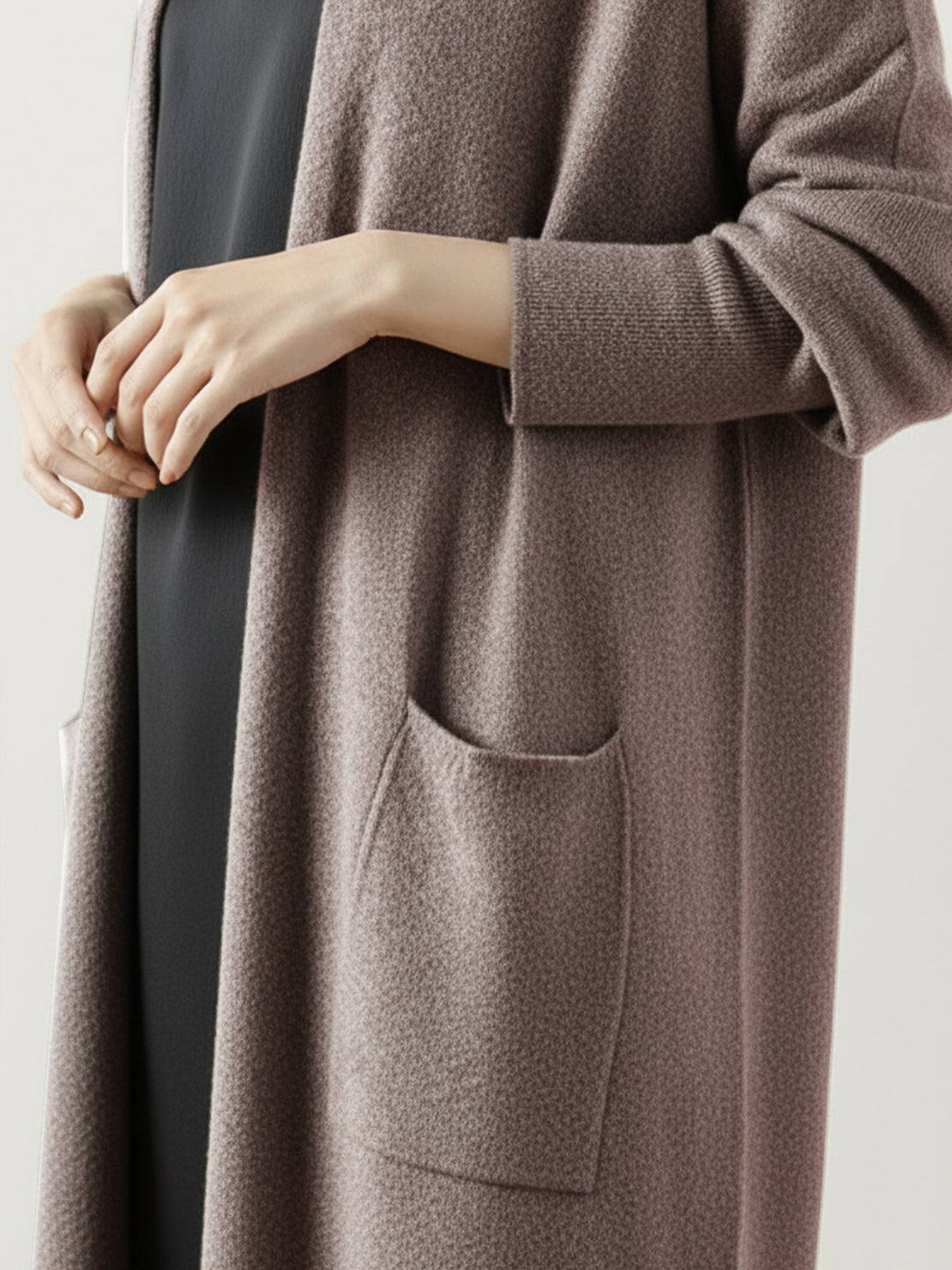 Women's Relaxed Fit Long Open-Front Knit Cardigan