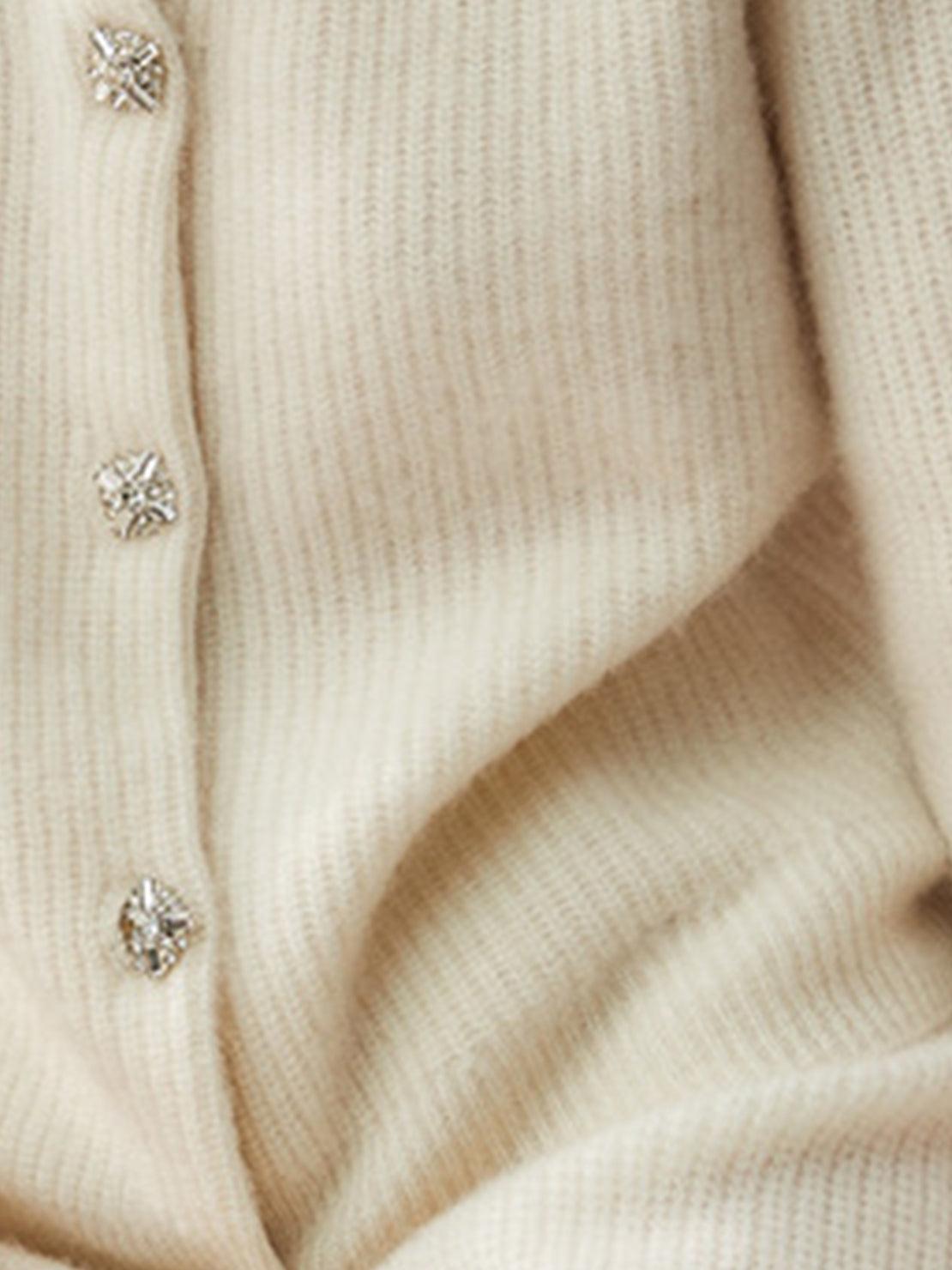 Cardigan élégant à boutons avec col orné de cristaux pour femme