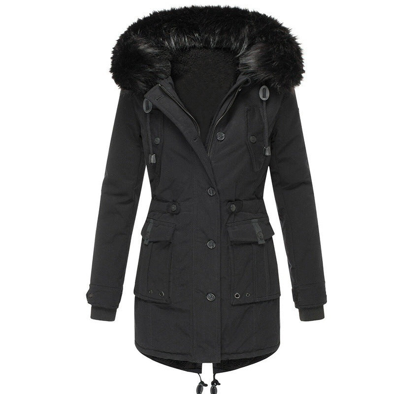 Women's Longline Fur Hooded Parka Coat