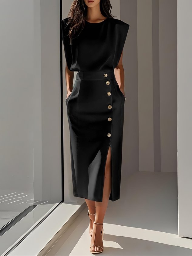 Robe midi ajustée moderne Élégante style minimaliste