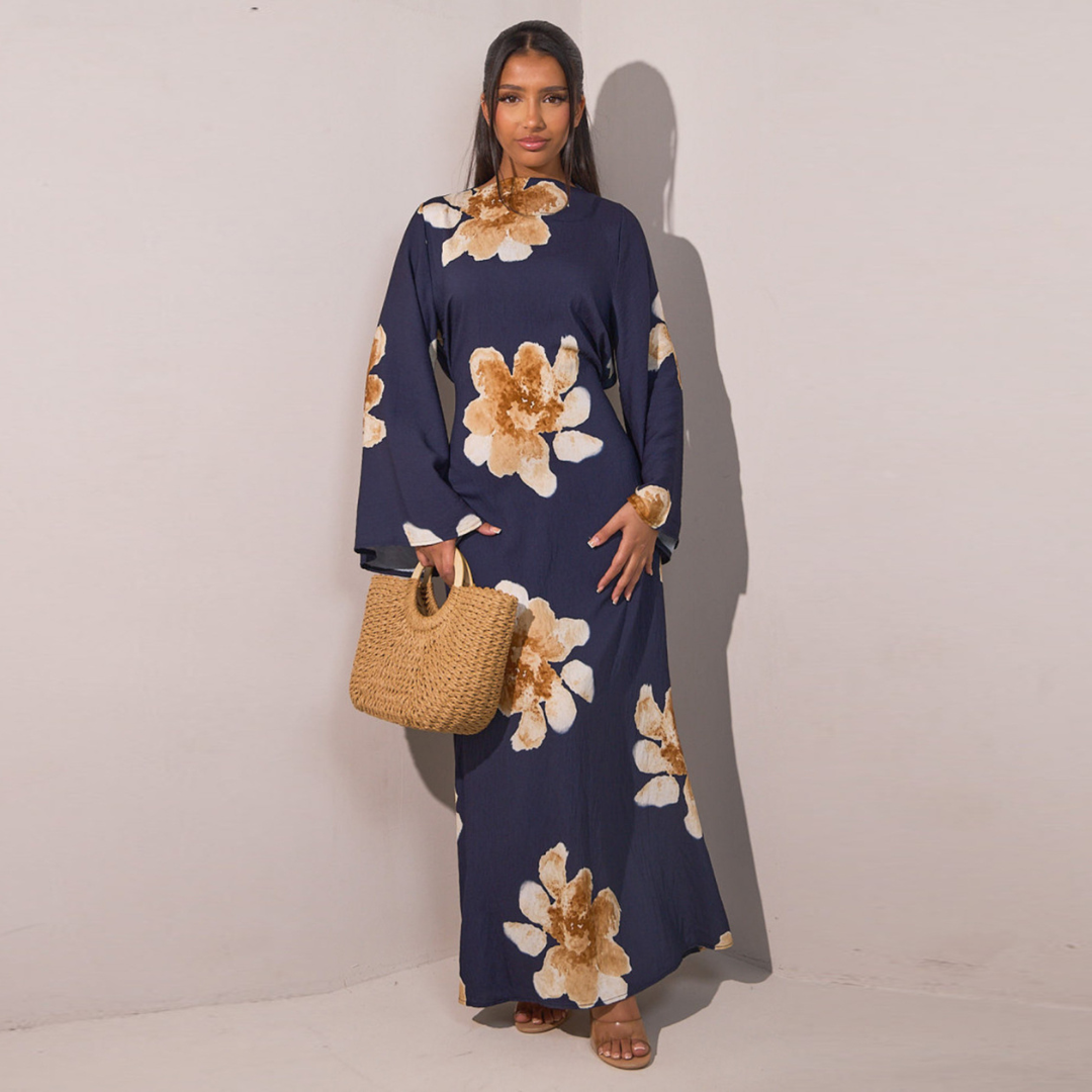 Women's Modest Floral Loose Fit Maxi Dress