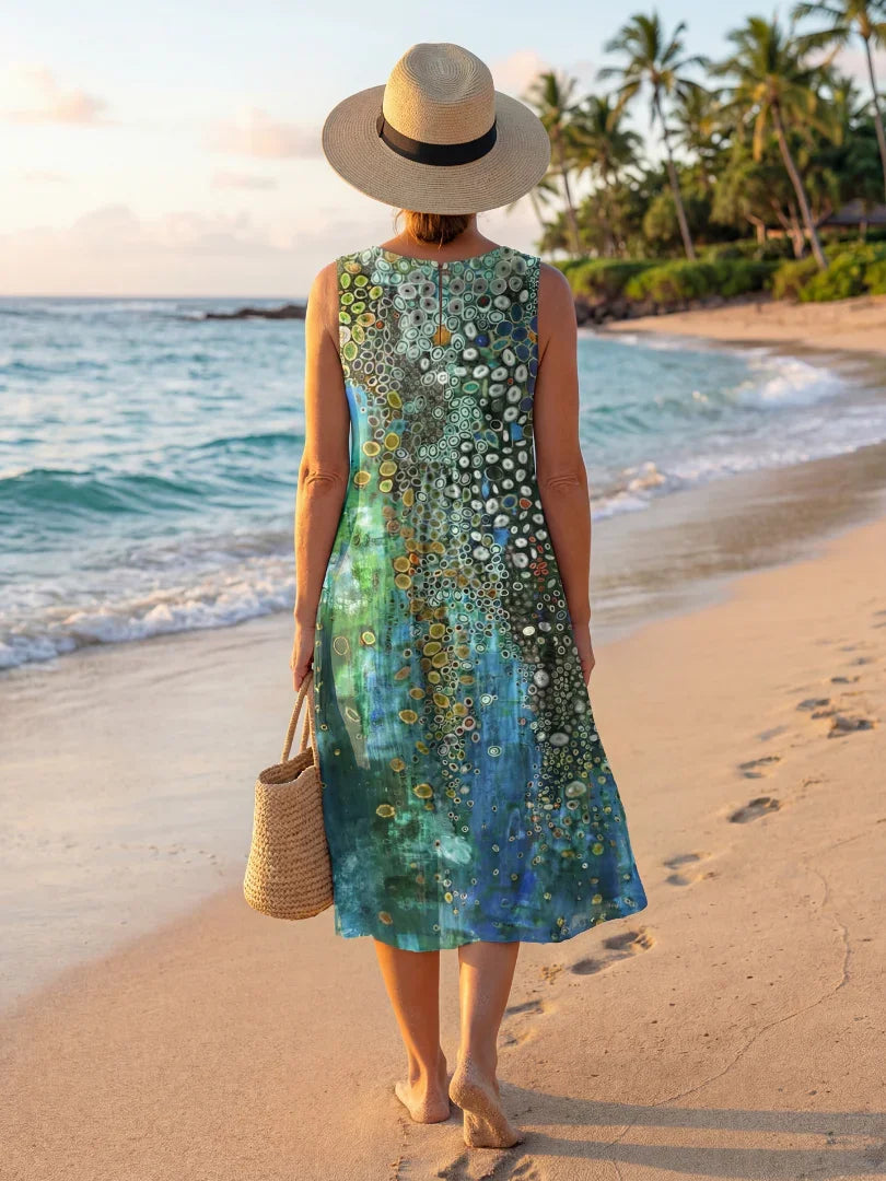 Women's Ocean Mosaic Midi Dress Sleeveless