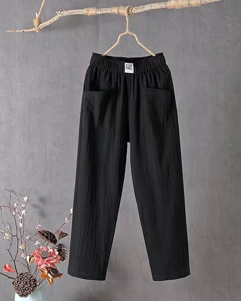 Women's Relaxed Casual Pants with Elastic Waist