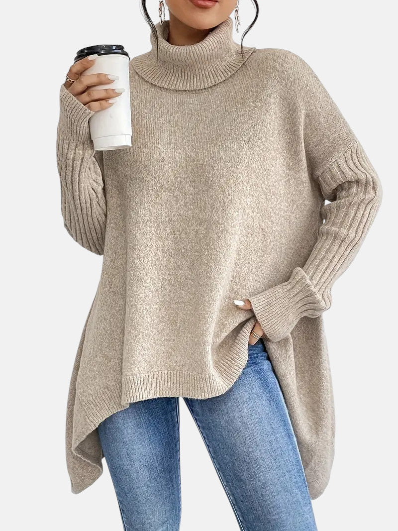 Women's Oversized Turtleneck Tunic Sweater