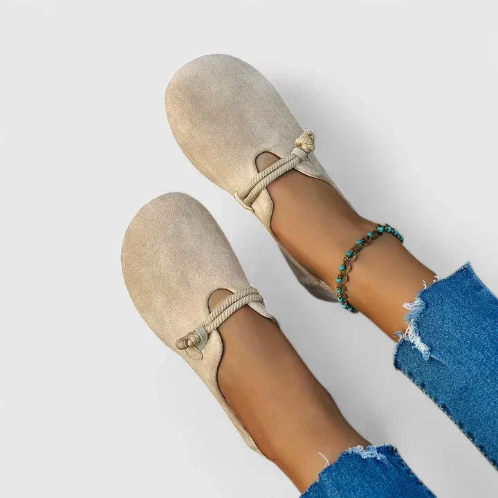 Mocassini slip-on da donna con dettaglio in corda e suola piatta