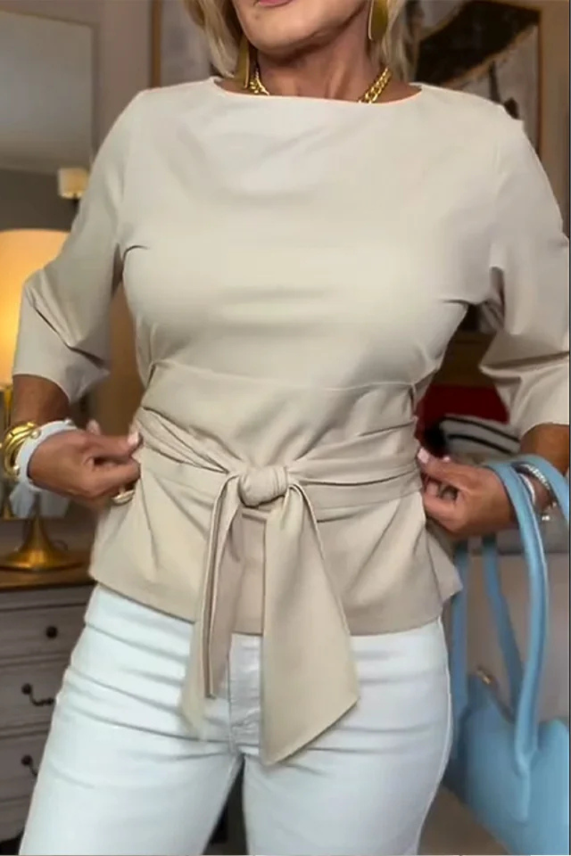 Women's Bow Waist Top with Adjustable Tie
