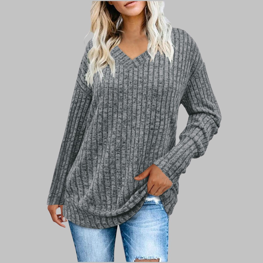 Women's V-Neck Long Sleeve Sweater Top