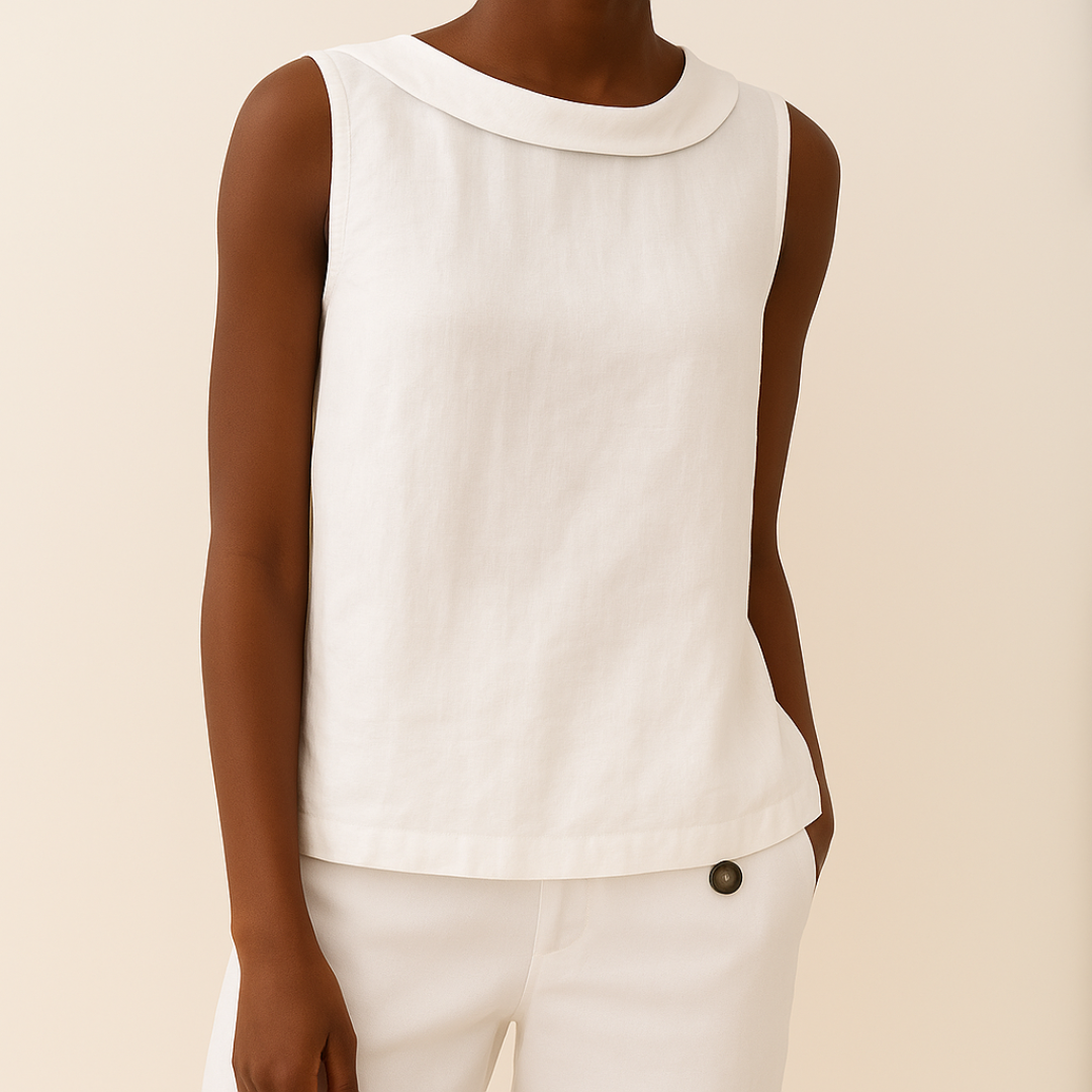 Women's Sleeveless Casual Blouse with Round Neck