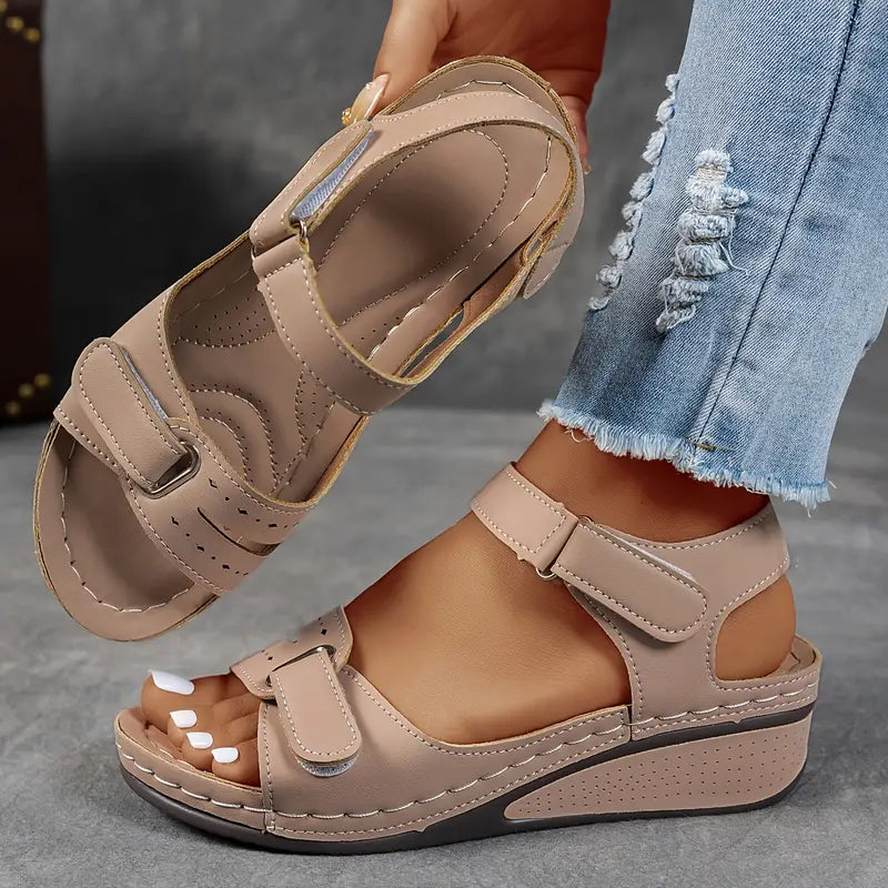 Sandales compensées confort décontracté avec brides Velcro