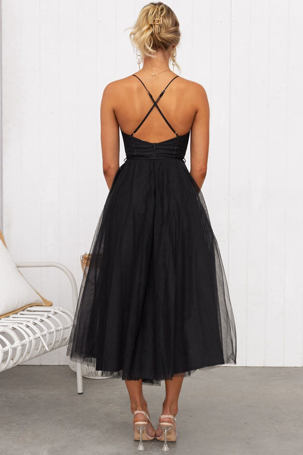 Robe midi en tulle pour femme avec décolleté en cœur