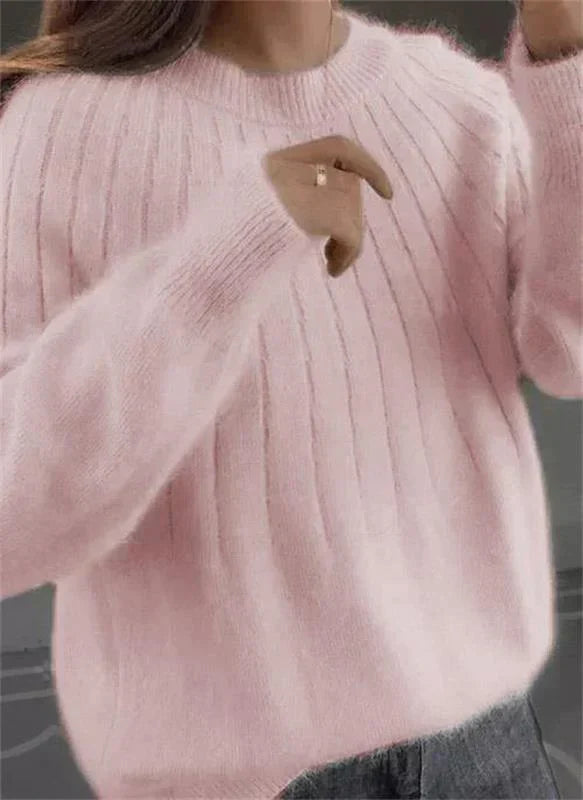 Women's Ribbed Crew Neck Sweater