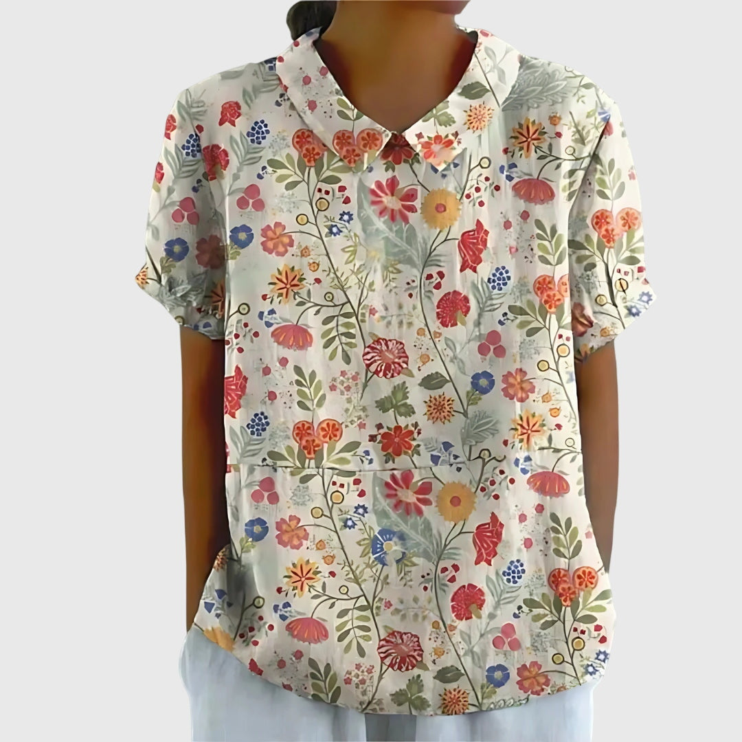 Jenna Floral Blouse for Women - Lightweight Casual Top