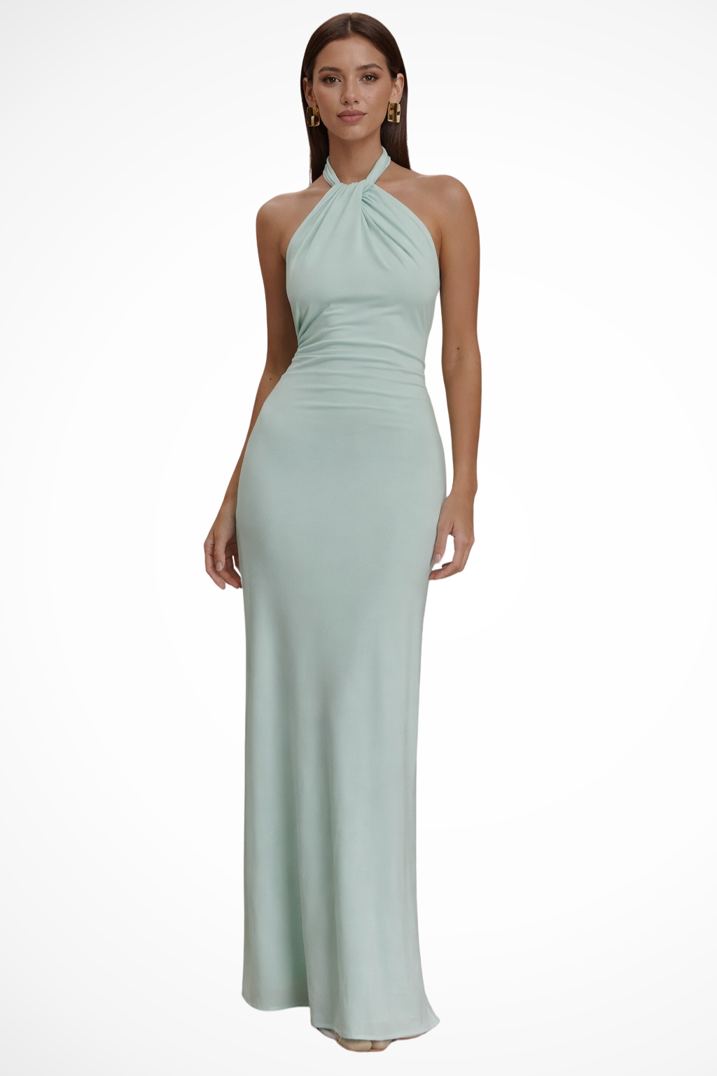 Women's Halter Neck Open Back Bodycon Maxi Dress