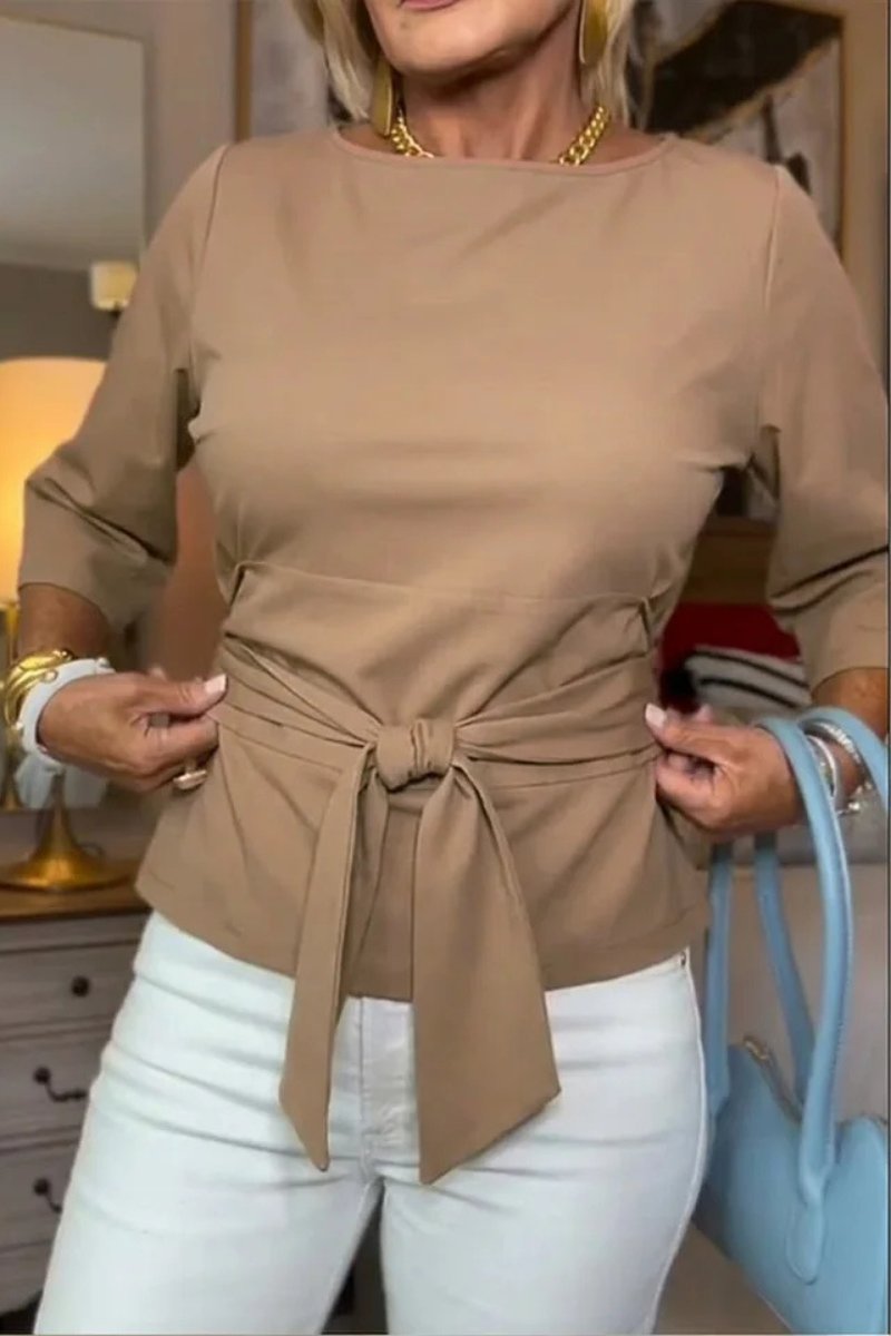 Women's Bow Waist Top with Adjustable Tie