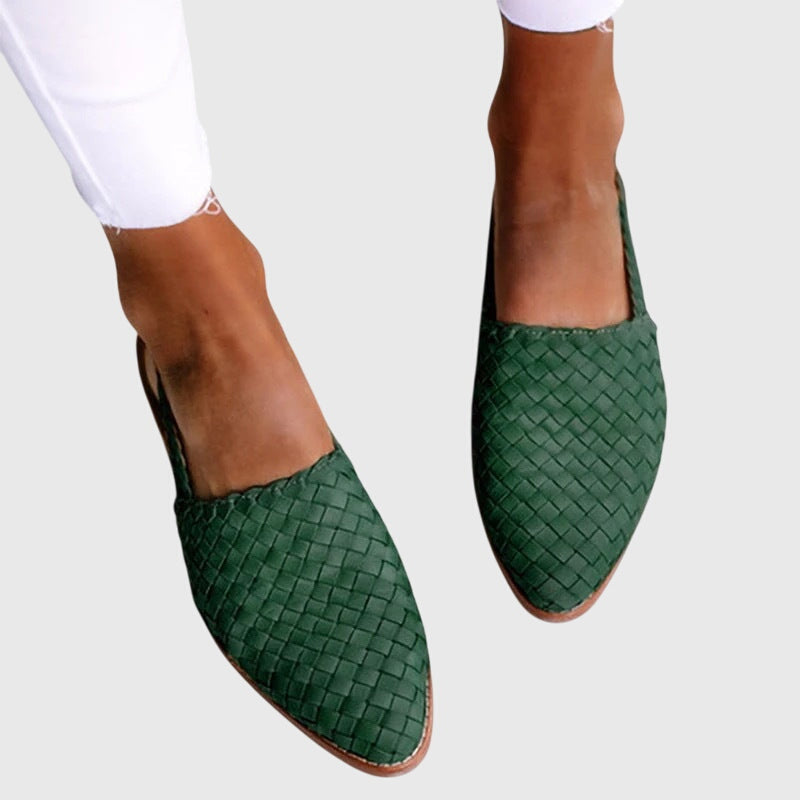 Mocassini slingback da donna in tessuto con cinturino regolabile