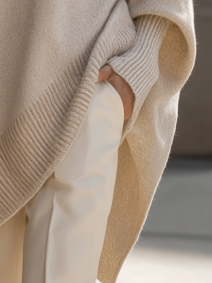Women's Asymmetrical Batwing Knit Pullover Sweater