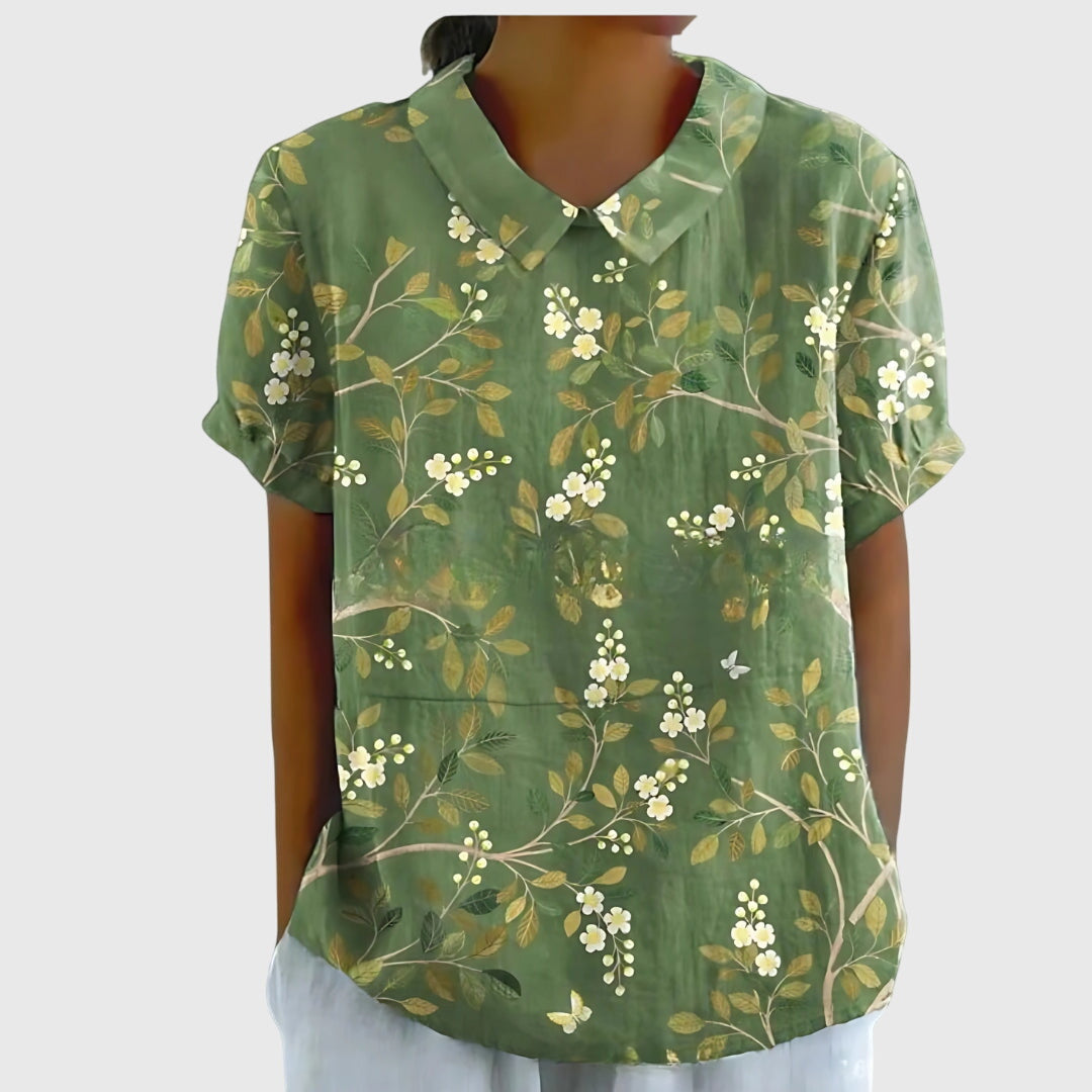 Jenna Floral Blouse for Women - Lightweight Casual Top