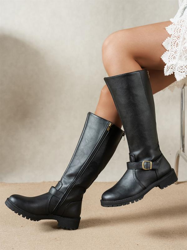 Women's Knee-High Low Heel Riding Boots