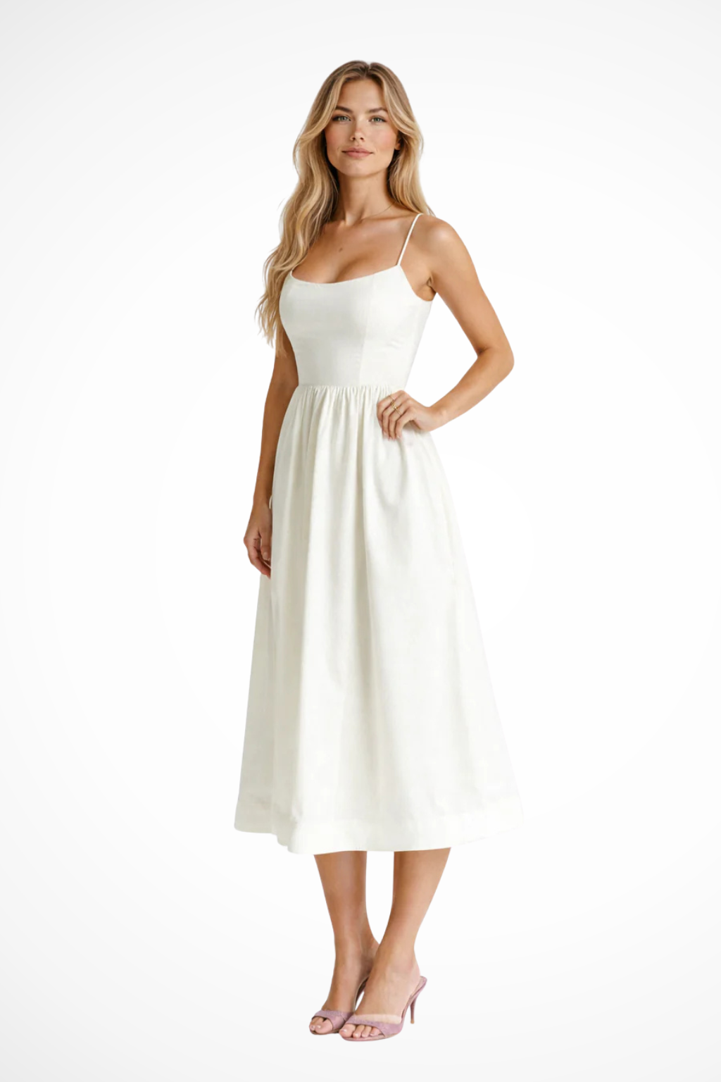 Robe midi d'été à fines bretelles pour femme