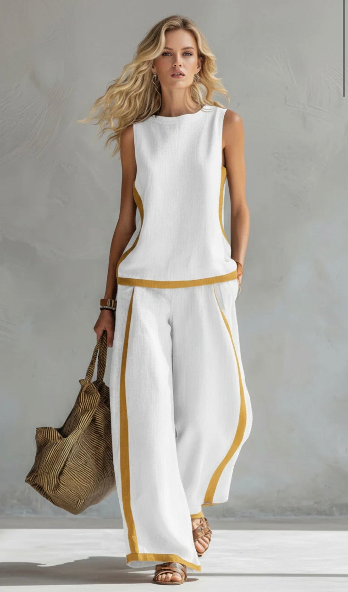 Women's Relaxed Fit Two-Piece Wide-Leg Set