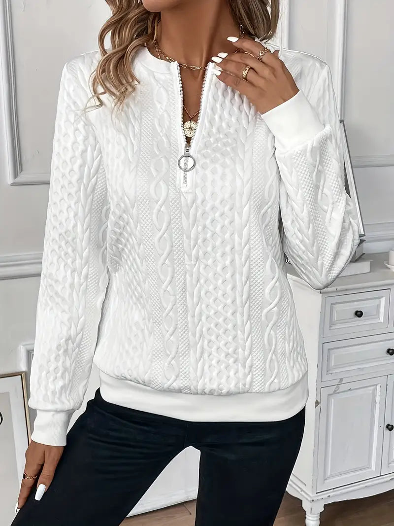 Maglione da donna con cerniera, maniche lunghe, vestibilità ampia