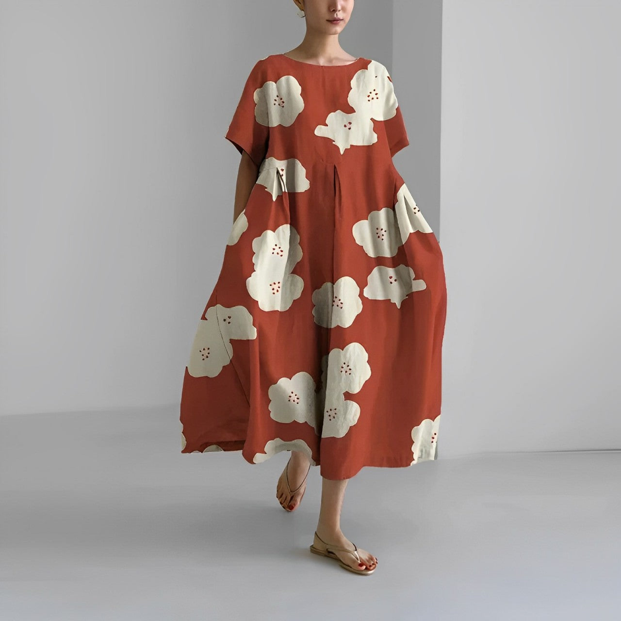 Women's Artistic Print Relaxed Midi Dress