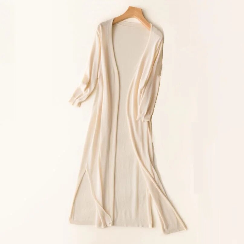 Women's Open-Front Longline Knit Cardigan