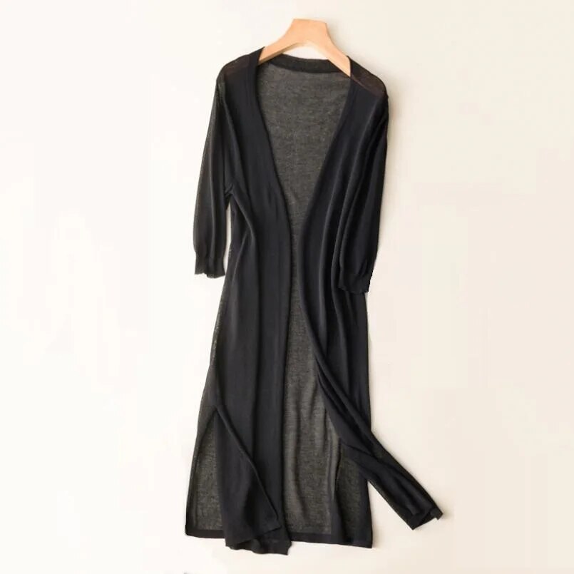 Women's Open-Front Longline Knit Cardigan