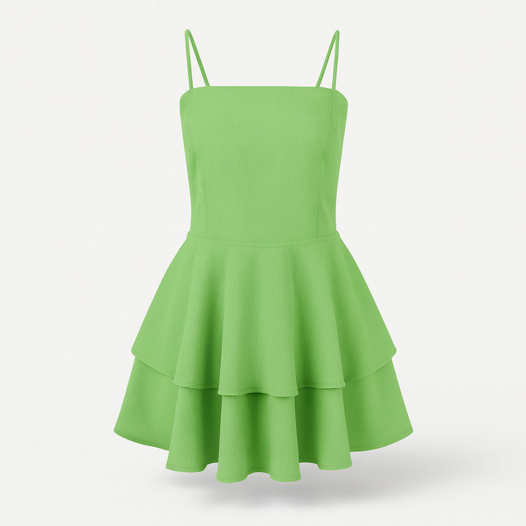 Robe Mini Amaya à Volants avec Bretelles Spaghetti pour Femme