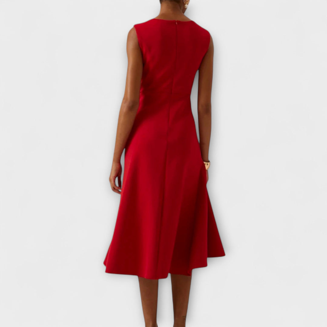 Women's Sleeveless Midi Dress with Tie Waist