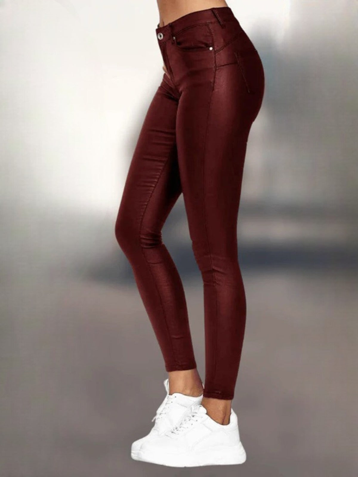 Women's High-Waist Faux Leather Skinny Pants