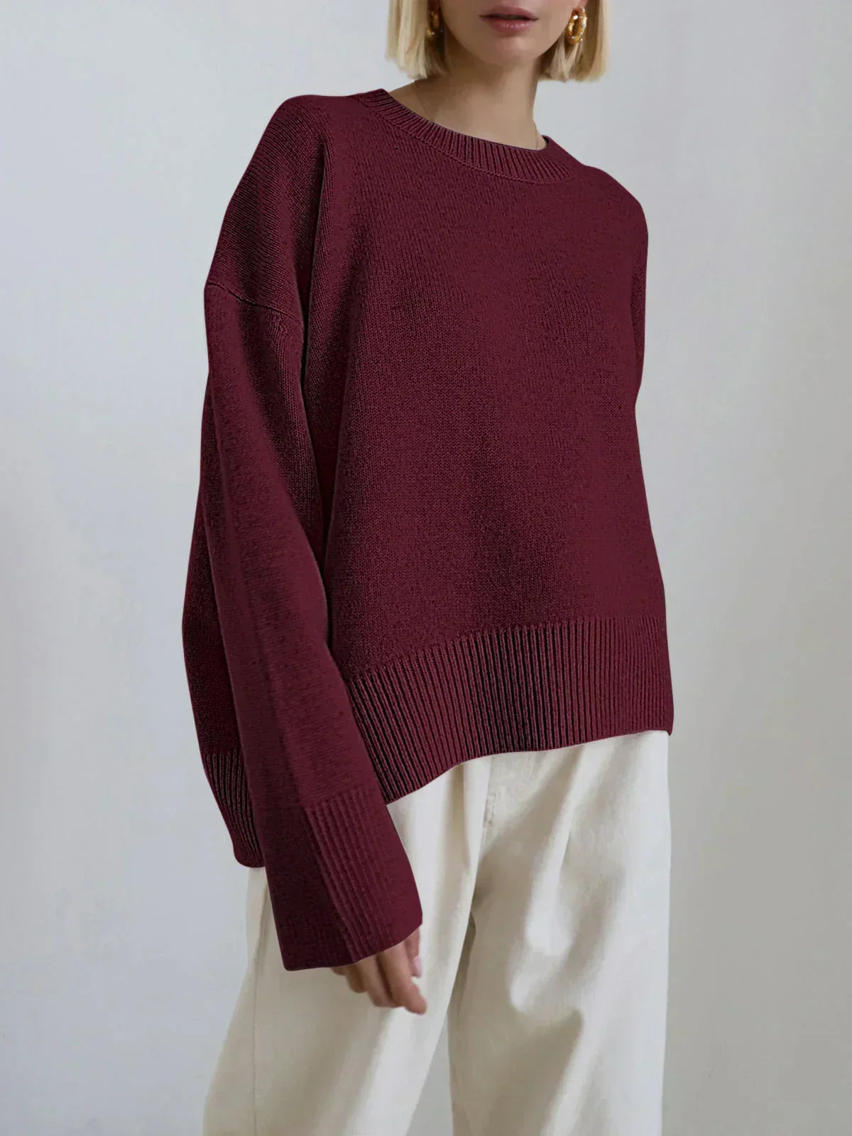 Women's Oversized Soft Knit Crew Neck Sweater