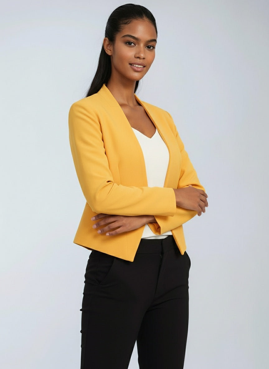 Blazer femme ajusté à coupe structurée et devant ouvert