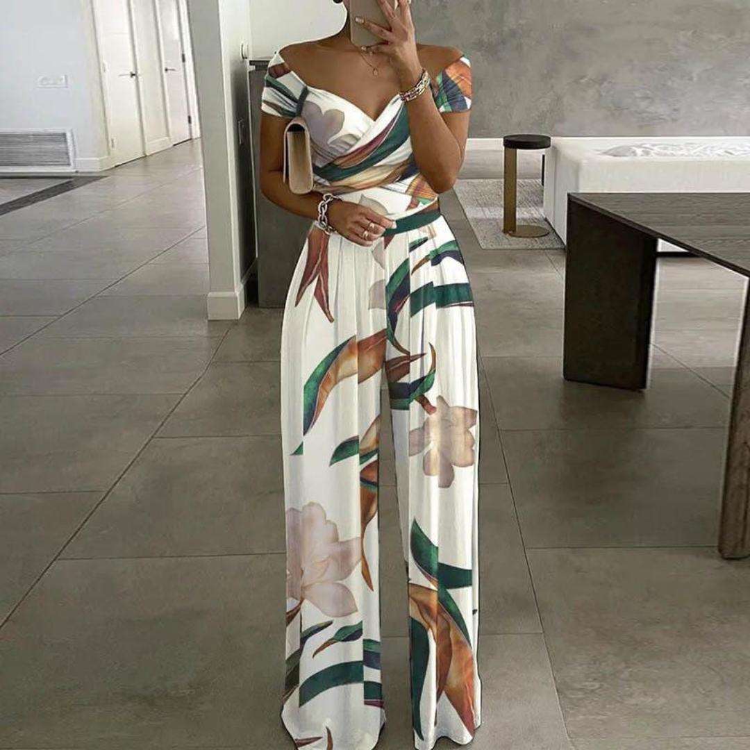Women's Wide-Leg Jumpsuit with Off-Shoulder Neckline