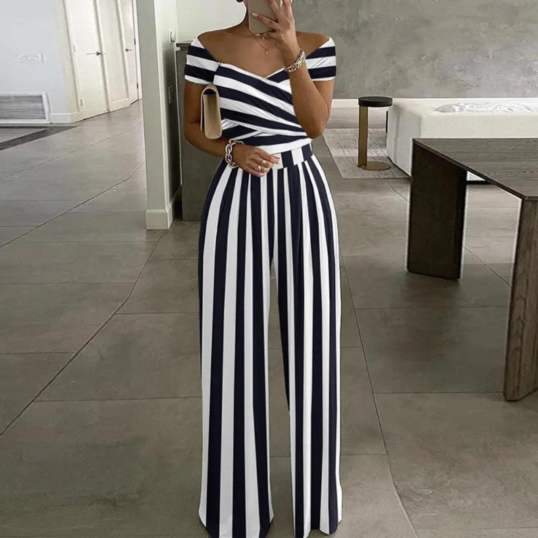 Women's Wide-Leg Jumpsuit with Off-Shoulder Neckline