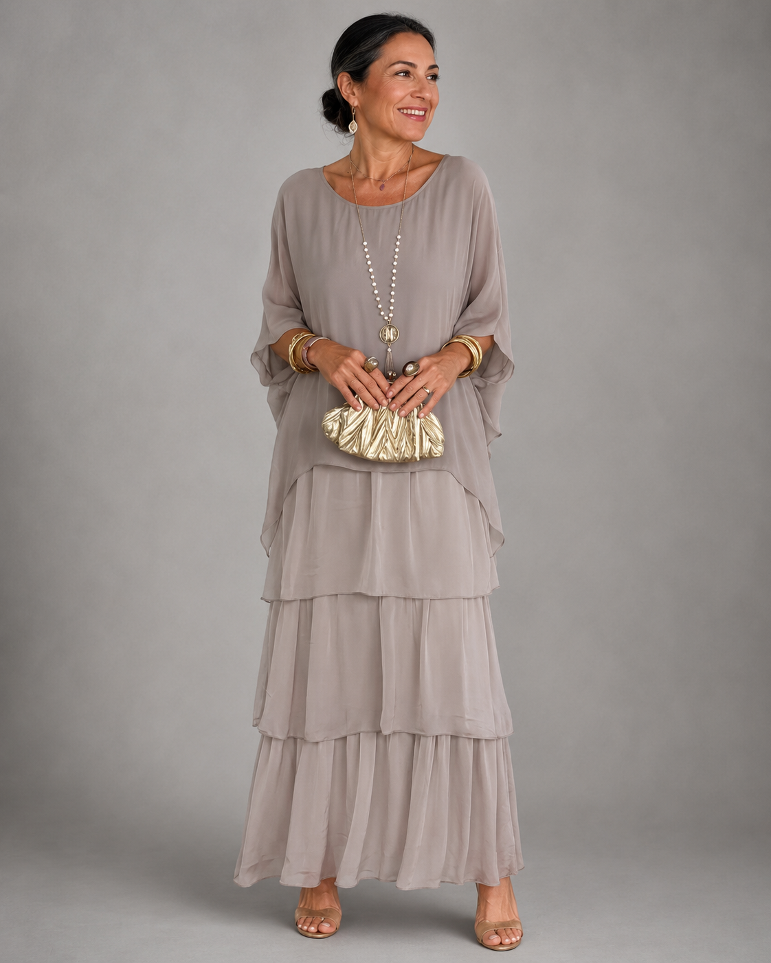Robe maxi ample à couches pour femme