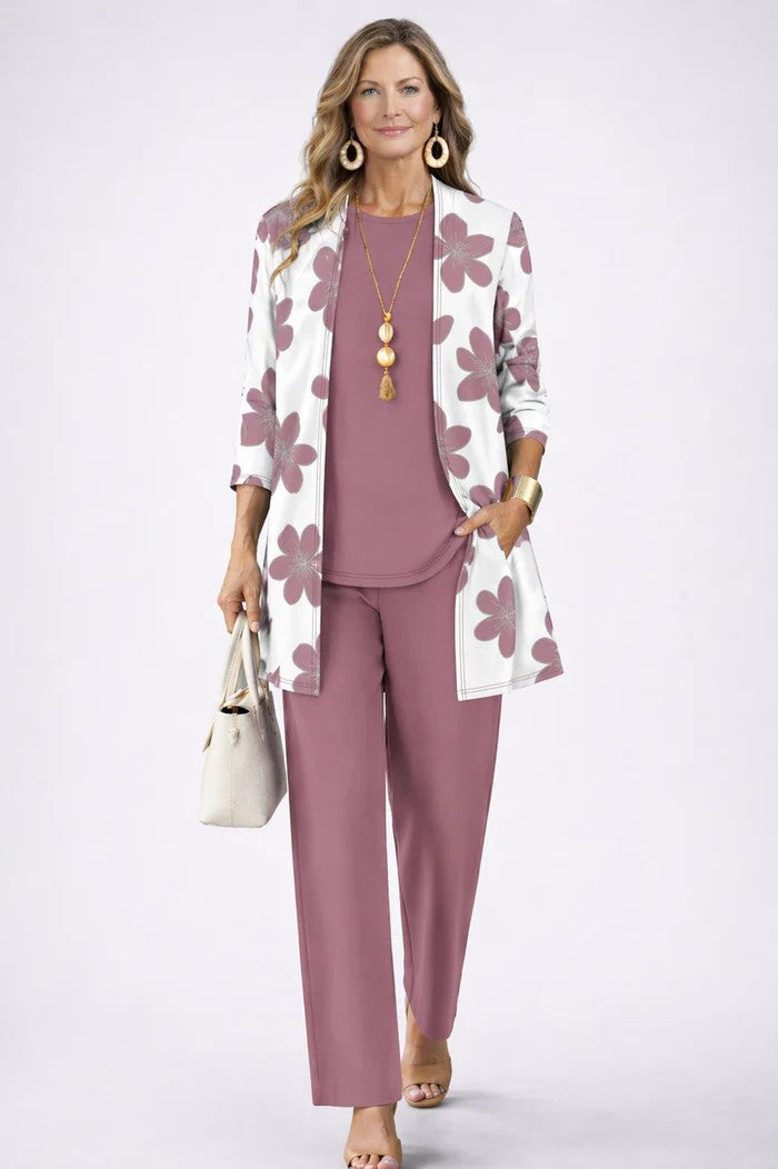 Women’s 3 Piece Set with Blazer, Top and Relaxed Trousers