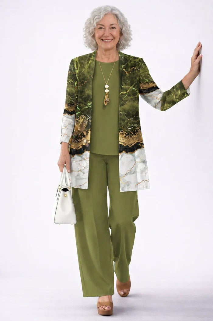 Women’s 3 Piece Set with Blazer, Top and Relaxed Trousers