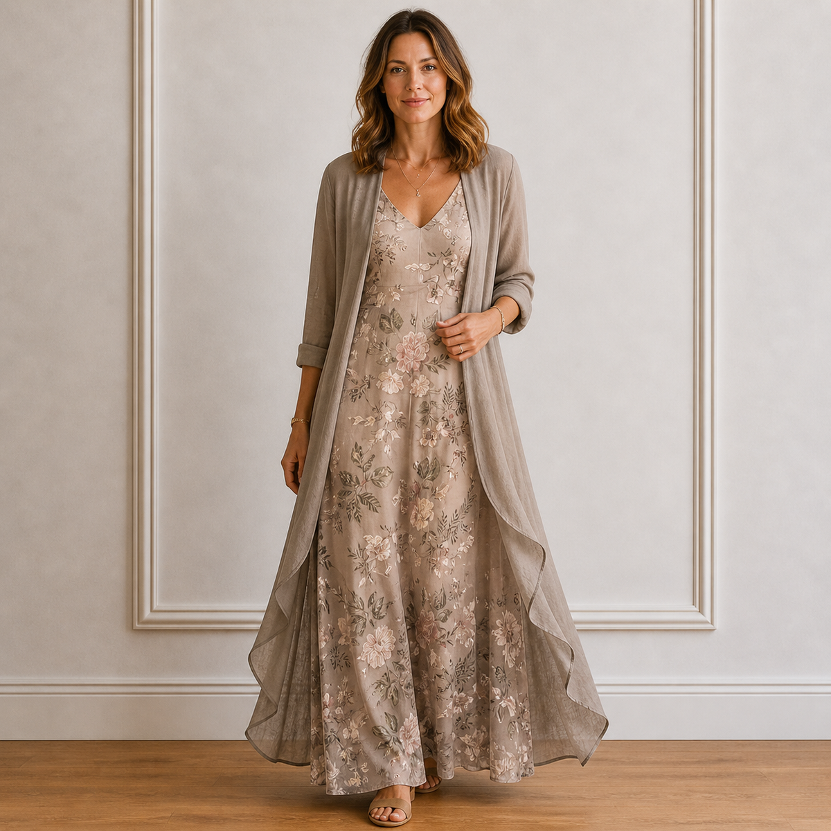maxi dress long cardigan Women's with 2-Piece Set 4/6/26 Princess Embellished Long Sleeves One size fit most Size:M / EU36 / US6