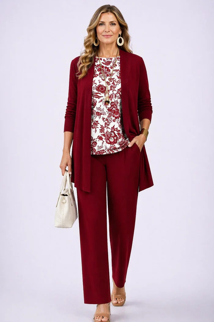 Women’s 3 Piece Set with Blazer, Top and Relaxed Trousers