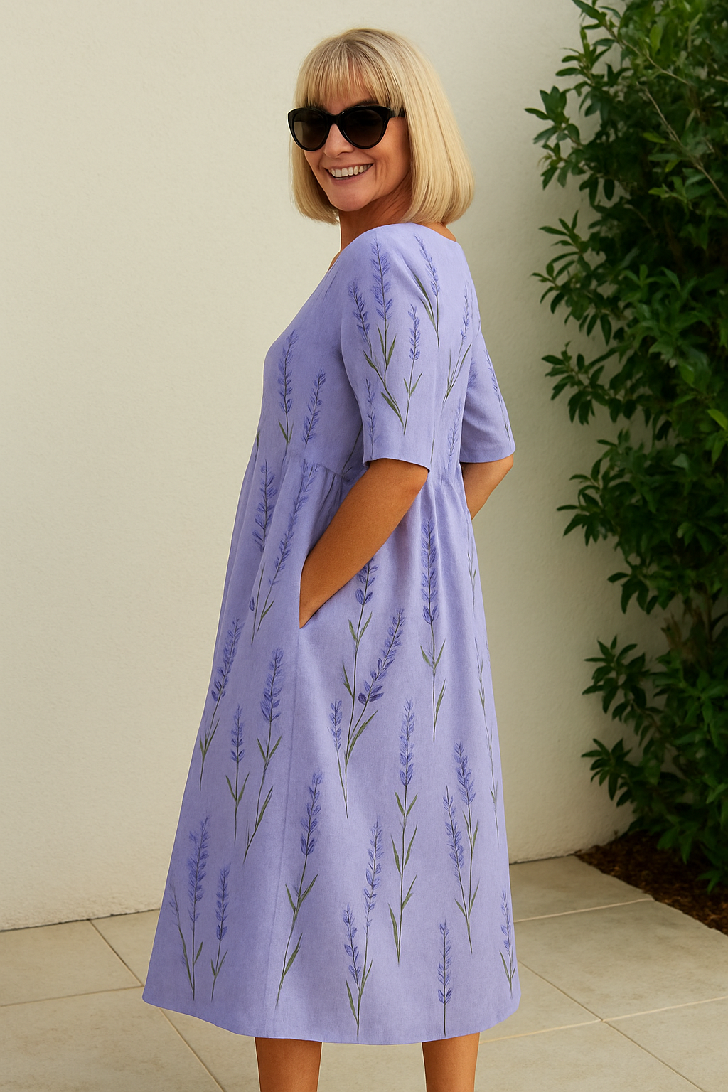 Women’s Floral Midi Dress with Relaxed Fit and Flowy Silhouette