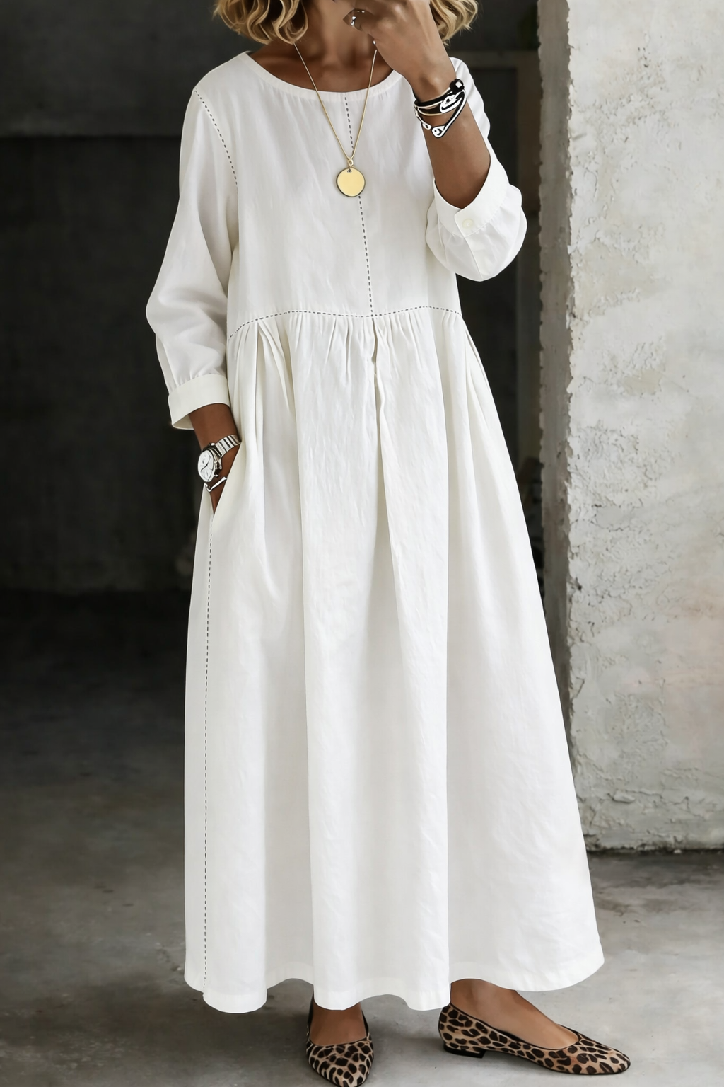 Women's Long Sleeve Maxi Dress with Pockets