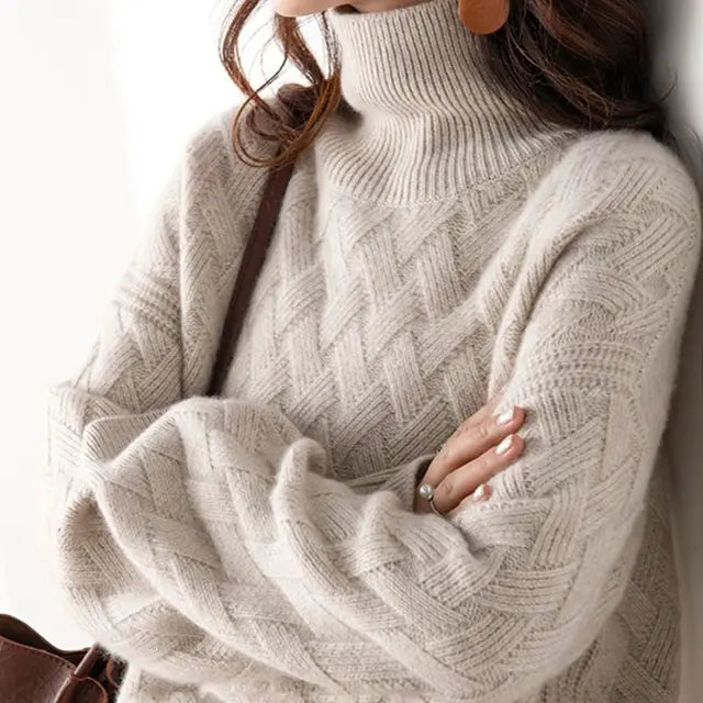 Women's Cable Knit Chunky Turtleneck Sweater