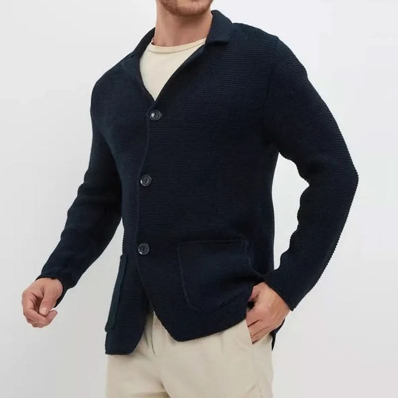 Cardigan blazer da uomo in maglia testurizzata con bottoni