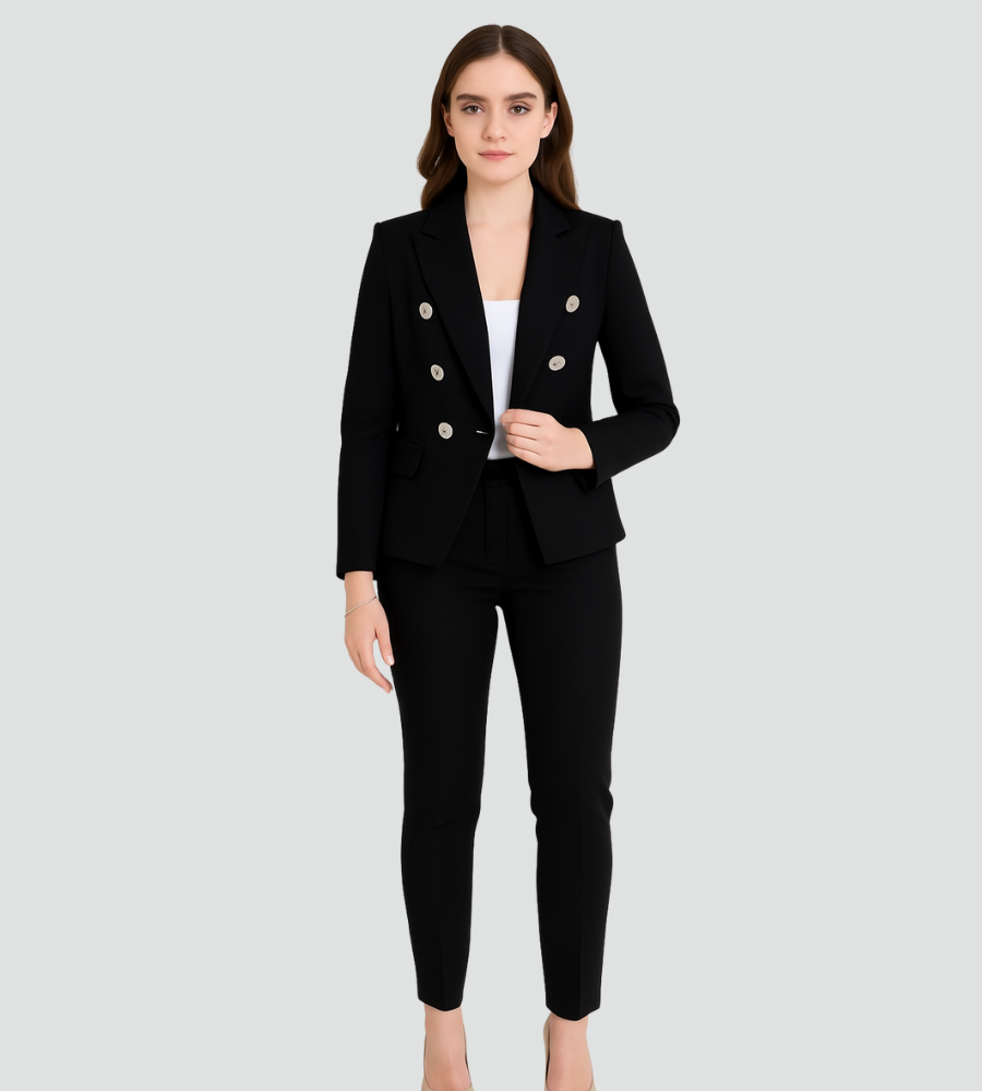 Women's Double-Breasted Blazer Pants Suit Set