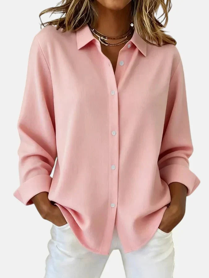 Women's Button-Up Collar Long Sleeve Blouse