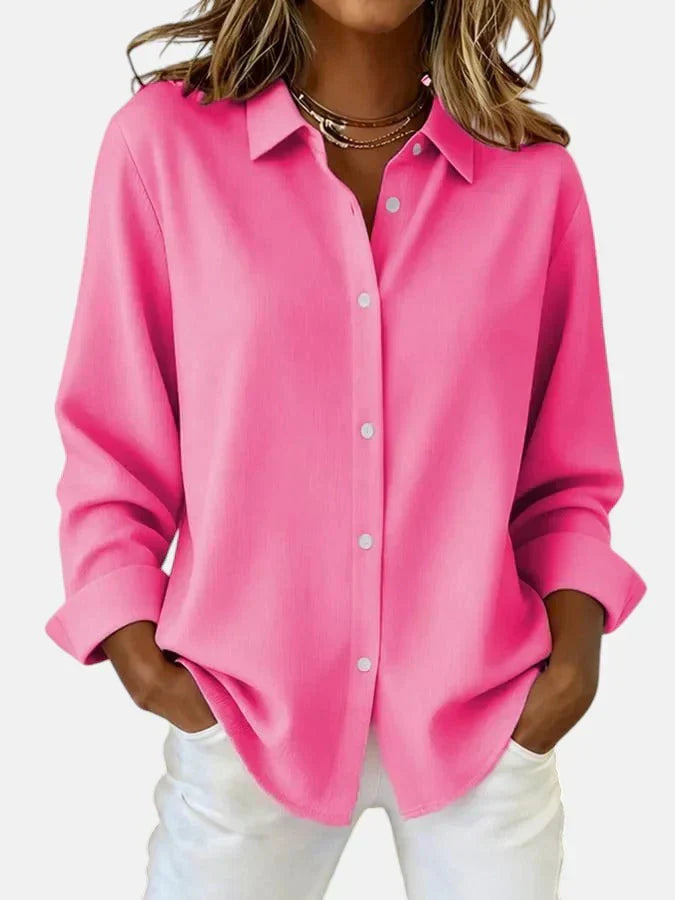 Women's Button-Up Collar Long Sleeve Blouse
