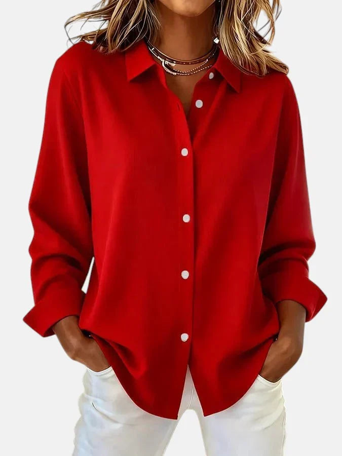 Women's Button-Up Collar Long Sleeve Blouse