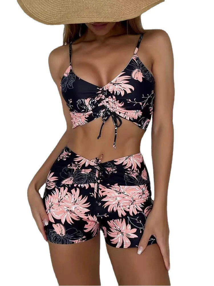 Ensemble Bikini Floral Taille Haute - Maillot de Bain Féminin avec Maintien